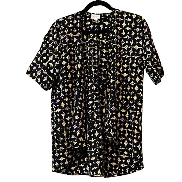 LULAROE GIRLS BIANKA KIMONO PURPLE AND YELLOW GEOMETRIC DESIGN SIZE 3 (10-14) - Picture 1 of 10